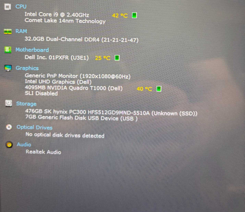 Dell Precision 7550 TOUCH i9-10885H QUADRO T1000 4GB GPU 32GB 512SSD READ  Lap200