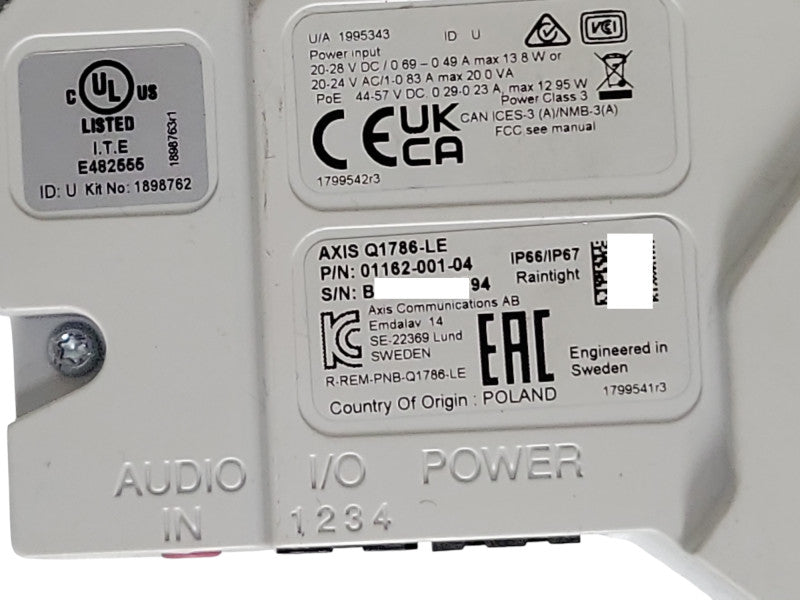 Axis Q1786-LE Indoor/Outdoor Netowork Security Camera _