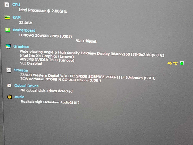 Lenovo ThinkPad P15s i7-1165G7 32GB DDR4 Quadro T500 256GB NVMe β Lap200