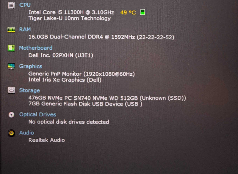 Dell Vostro 14 5410 Core i5-11300H@3.1GHz 16GB RAM 512GB SSD READ  Lap200