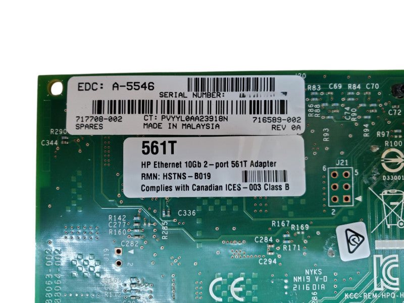 HP 561T 10GB Dual Port RJ-45 Network Adapter