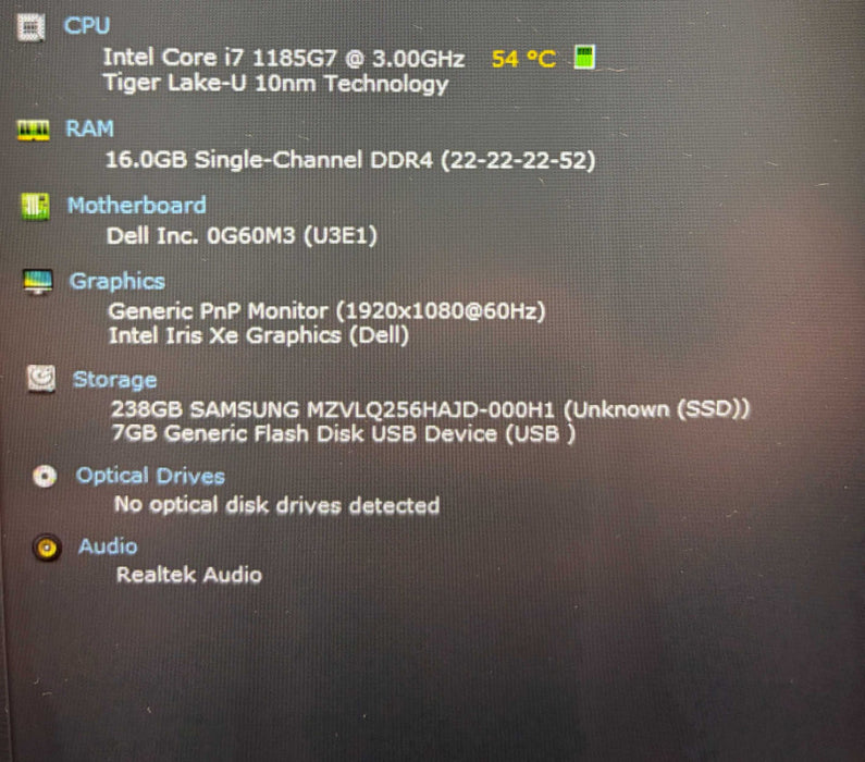 Dell Latitude 5520 TOUCH i7-1185G7@3GHz vPRO 16GB RAM 256GB SSD  Lap200