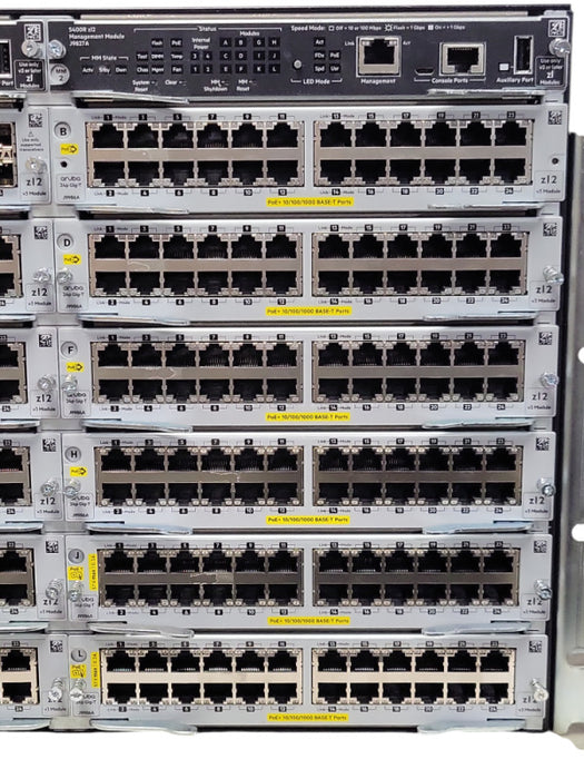 HPE Aruba 5412R zl2 J9851A 1000BASE-T PoE+ w/ 11x J9986A, 1x J9990A, 4x PSU _