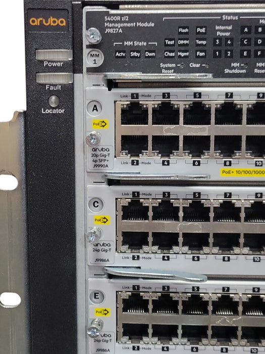 HPE Aruba 5412R zl2 J9851A 1000BASE-T PoE+ w/ 11x J9986A, 1x J9990A, 4x PSU _
