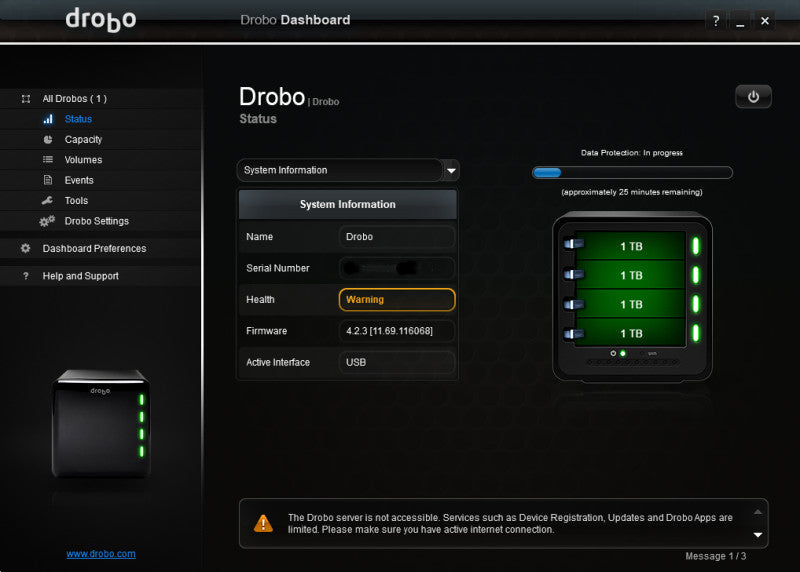 Drobo DDR3-A USB3.0 4-Bay Direct Attached Storage, No HDD's