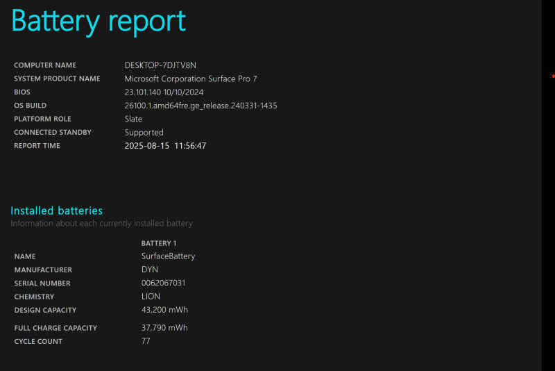 Microsoft Surface Pro 7 1866 | i5-1035G4 @1.10GHz, 8GB DDR4, 256GB NVMe