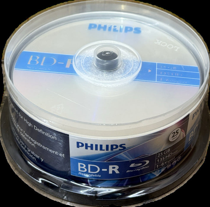 Philips BD-R Recordable Blu Ray Discs Pack Of 25 Brand New And Sealed Q