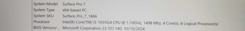 Microsoft Surface Pro 7 1866 Core i5-1035G4 1.10GHz, 8GB DDR4, 256GB NVMe _ Lap200