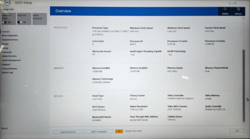 Dell Latitude 7420, i7-1165G7 2.80GHz, 16GB DDR4, 256GB NVMe, No PWR  Lap200