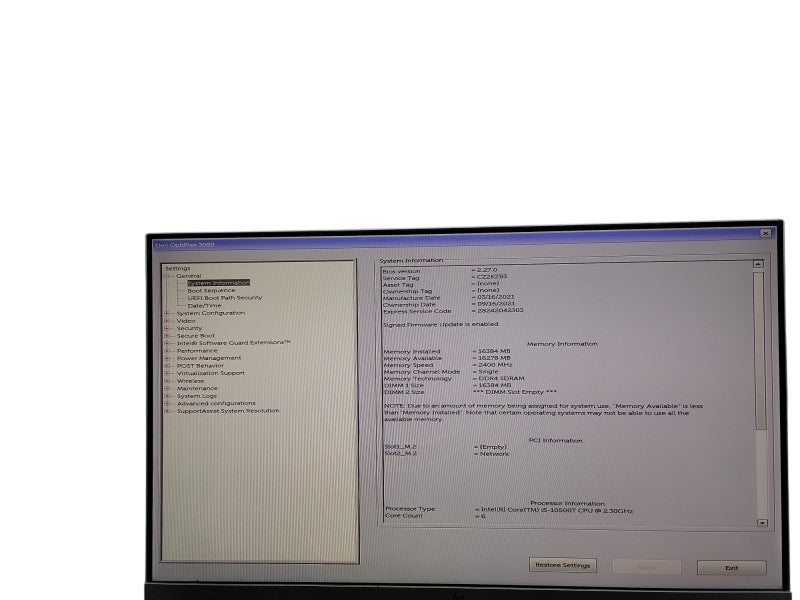 Dell OptiPlex 3080 Micro i5 - 10500T @ 2.30GHz 16GB DDR4 Ram  Qθ