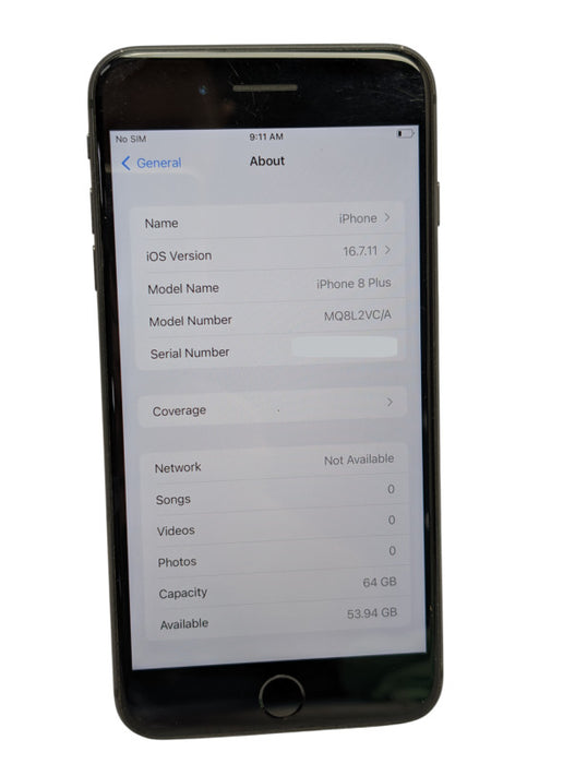 Apple iPhone 8 PLUS - 64GB - Black Unlocked  Q-
