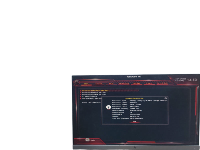 Custom PC B365M DS3H i5 - 9400 @ 2.90GHz 16GB DDR4 Ram θ