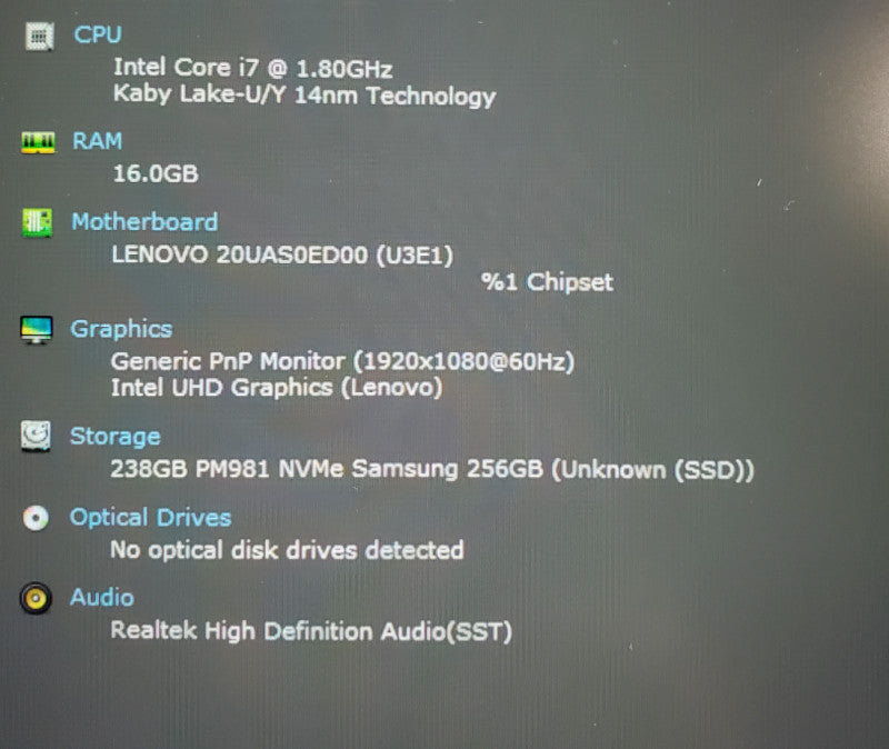 Lenovo ThinkPad X1 Carbon Gen 8 TOUCH Core i7-10510U@1.8GHz 16GB RAM 256SSD  Lap200