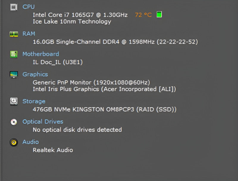 Acer Aspire A515-55, i7-1065G7 1.3GHz, 16GB DDR4, 512GB SSD  Lap200
