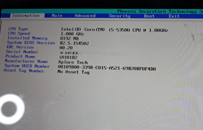 ZEBRA XPLORE IX101B2|i5-5350U CPU|8GB RAM|128GB SSD|No Adapter