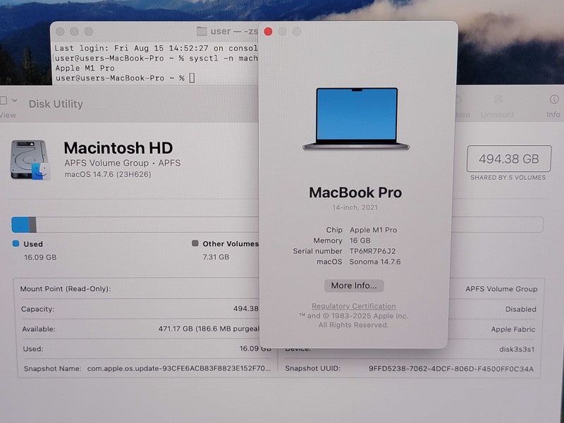 Apple Macbook Pro 2021 14" 10-Core M1 Pro @ 3.2GHz 16GB Ram 500GB SSD