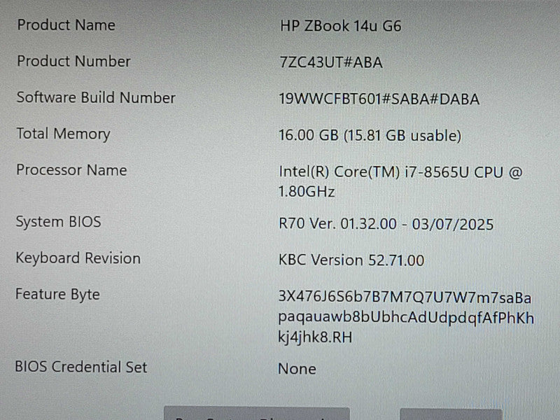 HP ZBook 14u G6 i5-8265U1.8Ghz Radeon Pro WX3200 4GB GPU 16GB RAM 256GB SSD _ Lap200