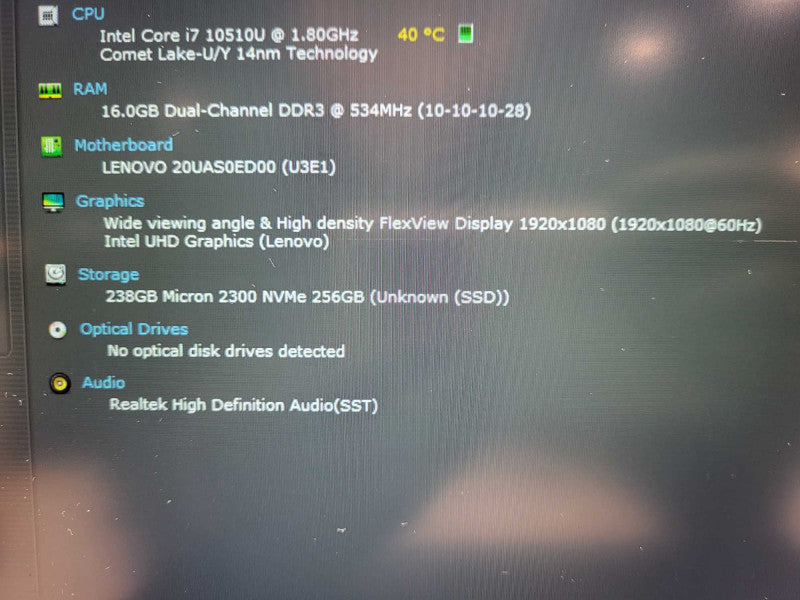Lenovo ThinkPad X1 Carbon Gen 8 TOUCH i7-10510U@1.8GHz 16GB RAM 256GB SSD $ Lap200
