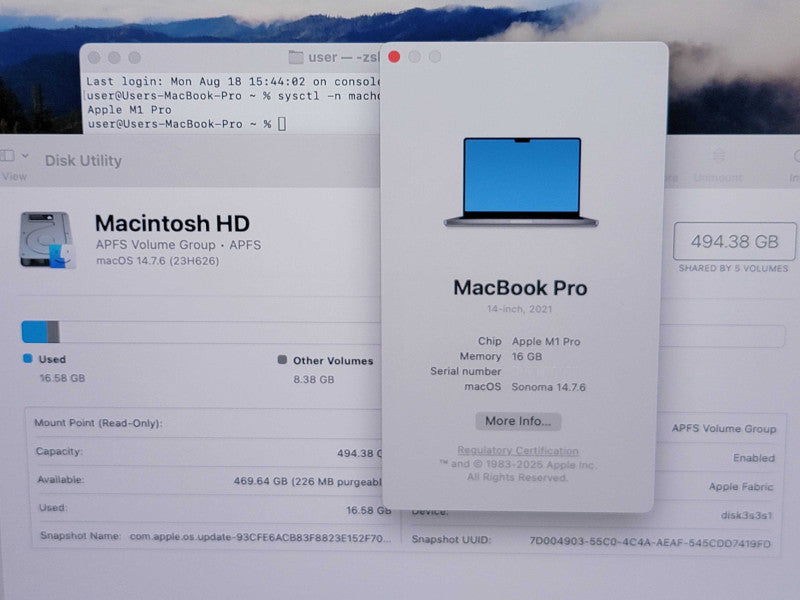Apple Macbook Pro 2021 14" 10-Core M1 Pro @ 3.2GHz 16GB Ram 500GB SSD