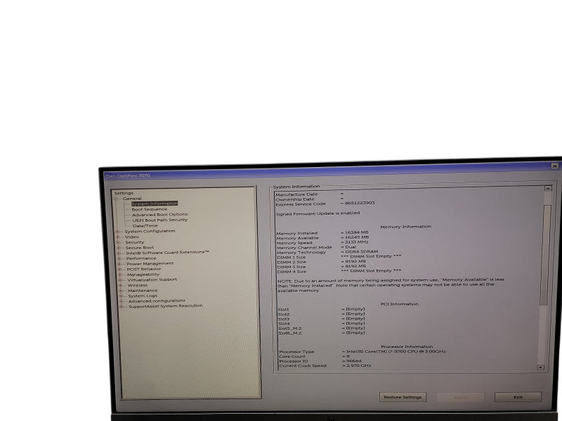 Dell OptiPlex 7070 MT i7 - 9700 @ 3.00GHz 16GB DDR4 Ram  θ
