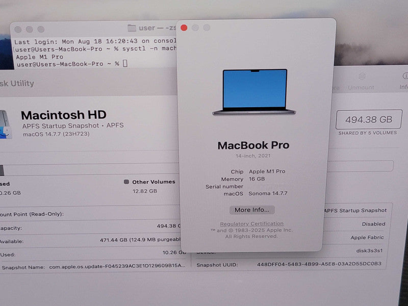 Apple Macbook Pro 2021 14" 10-Core M1 Pro @ 3.2GHz 16GB Ram 500GB SSD