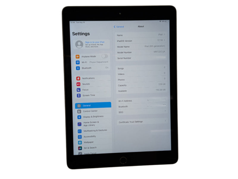 Apple iPad 9.7-inch (6th generation) 128GB UNLOCKED A1893 MR7J2CL/A Q-