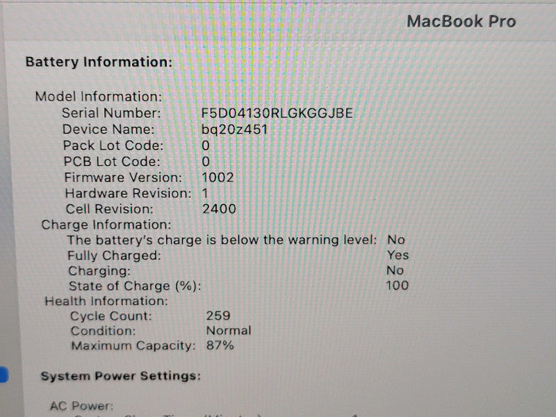 Apple Macbook Pro 2020 13" 8-Core M1 @ 3.2GHz 16GB RAM 250GB SSD