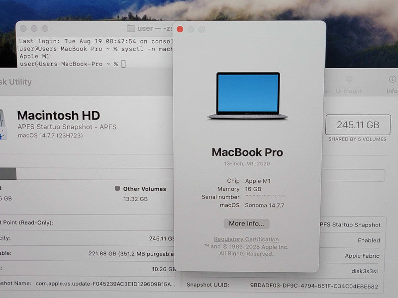Apple Macbook Pro 2020 13" 8-Core M1 @ 3.2GHz 16GB RAM 250GB SSD