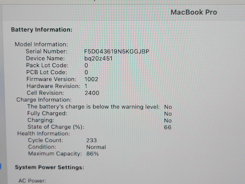 Apple Macbook Pro 2020 13" 8-Core M1 @ 3.2GHz 16GB RAM 250GB SSD