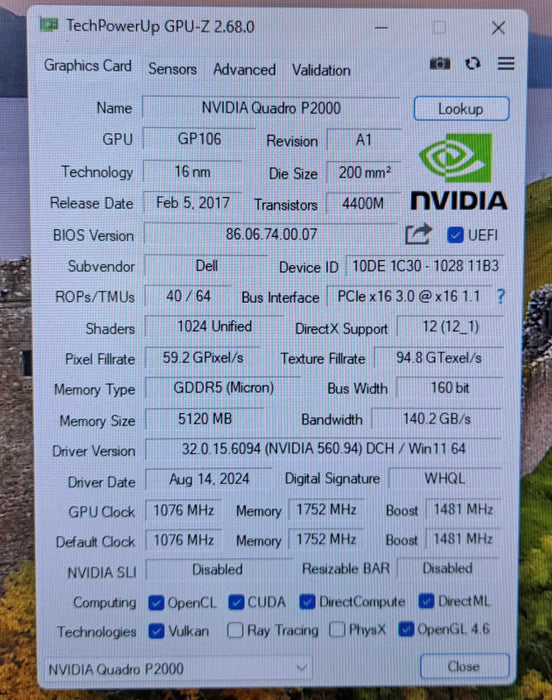NVIDIA Quadro P2000 5GB GDDR5 Graphics Card | 4x DisplayPort