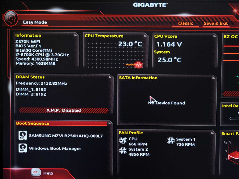 Custom/Gigabyte PC, Core I7-8700K 3.70GHz, 16GB DDR4, 256GB nVME, 550W PSU _
