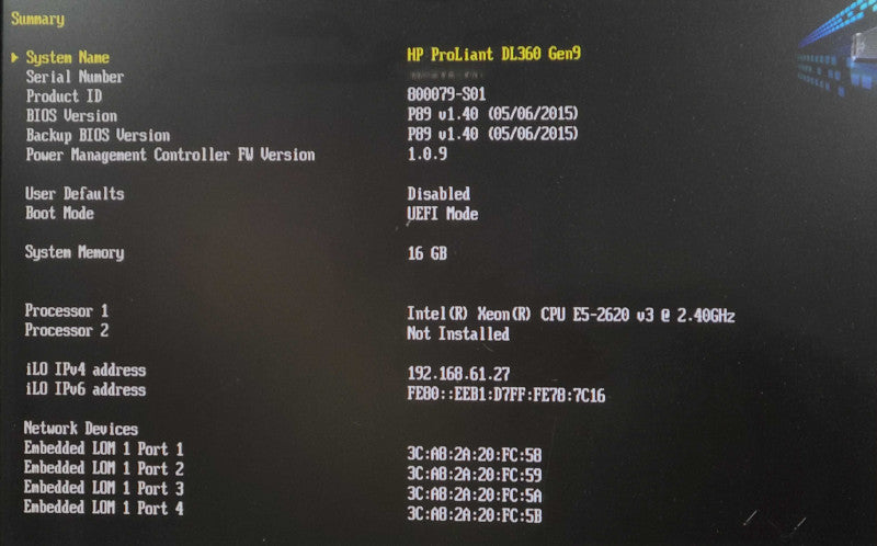 HP ProLiant DL360 Gen9 - Xeon E5-2620 v3 16GB DDR4 P440ar 2x 500W PSU