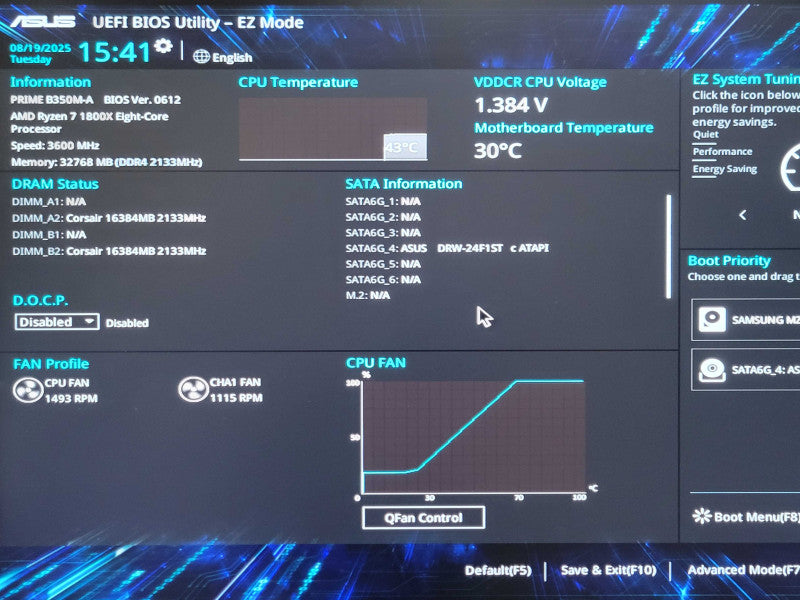 Custom/Asus PC, AMD Ryzen7 1800X 8-Core 3.6GHz, 32GB DDR4, 256GB nVME, 550W _