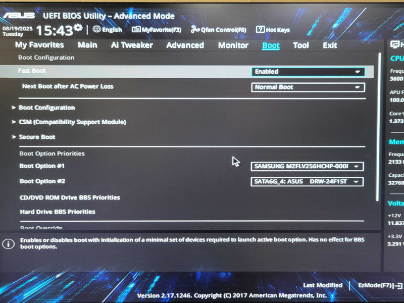 Custom/Asus PC, AMD Ryzen7 1800X 8-Core 3.6GHz, 32GB DDR4, 256GB nVME, 550W _