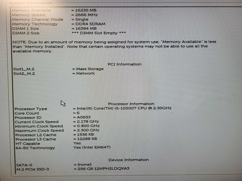 Dell OptiPlex 3090 USFF, i5-10500T 2.3GHz, 16GB DDR4, 256GB NVMe w/ AC $