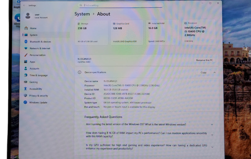 Dell OptiPlex 3080 Micro Intel i5-10400 @2.90GHz 16GB RAM 256GB NVMe