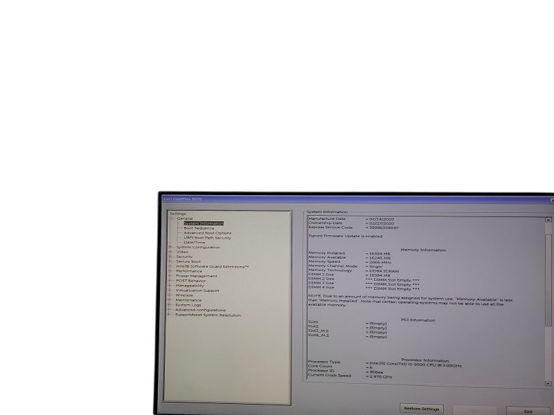 Dell OptiPlex 5070 SFF i5 - 9500 @ 3.00GHz 16GB DDR4 Ram  Qθ
