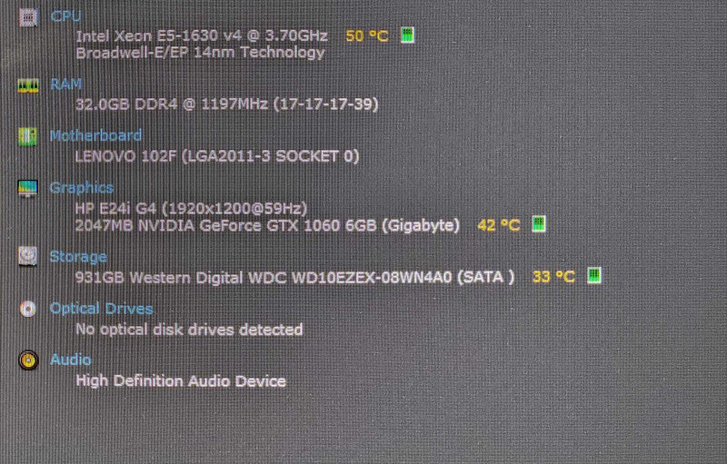 Lenovo ThinkStation P510, Xeon E5-1630 v4, 32GB DDR4, GTX 1060, 1TB HDD