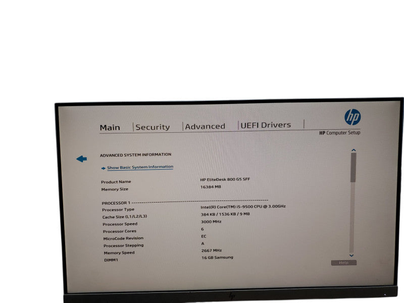 HP EliteDesk 800 G5 SFF i5 - 9500 @ 3.00GHz 16GB DDR4 Ram Qθ