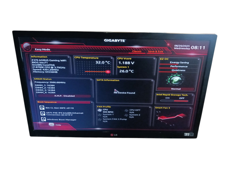 NZXT Gigabyte Aorus Z370 Gaming Wifi Intel i7-8700k @3.7Ghz 64GB RAM READ