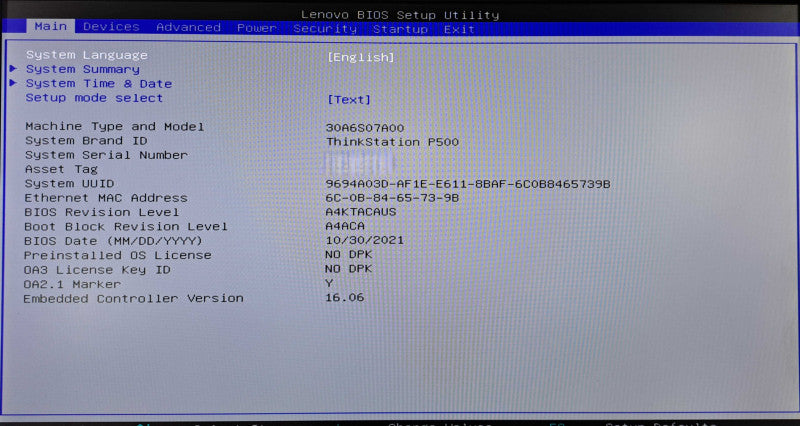 Lenovo ThinkStation P500 1x Xeon E5-1650 v3 24GB RAM K2200 - No HDD
