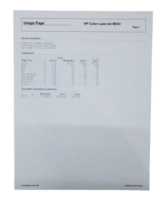 HP Color LaserJet Enterprise M553 Printer w/ Toner