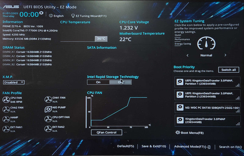 Custom PC, ASUS PRIME Z270-A w/ i7-7700K, 64GB DDR4, 256GB NVMe, RX580