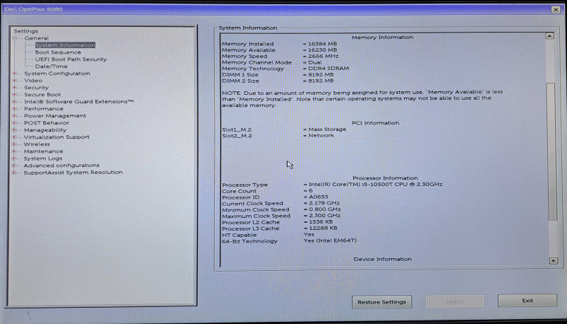 Dell OptiPlex 5080 Micro | Core i5-10500T @2.30GHz, 16GB DDR4, 256GB NVMe