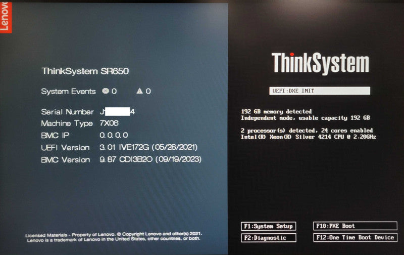 Lenovo SR650 2U, 2x Xeon Silver 4214 2.20GHz, 192GB DDR4, 2x PSU,  8x 2.5" _