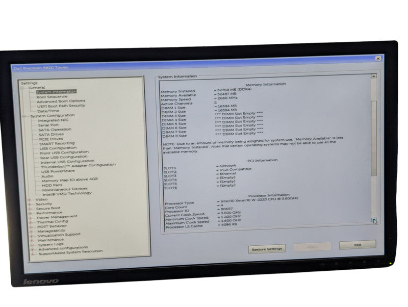 DELL Precision 5820 Intel Xeon W-2223 32GB RAM 1TB SSD  -