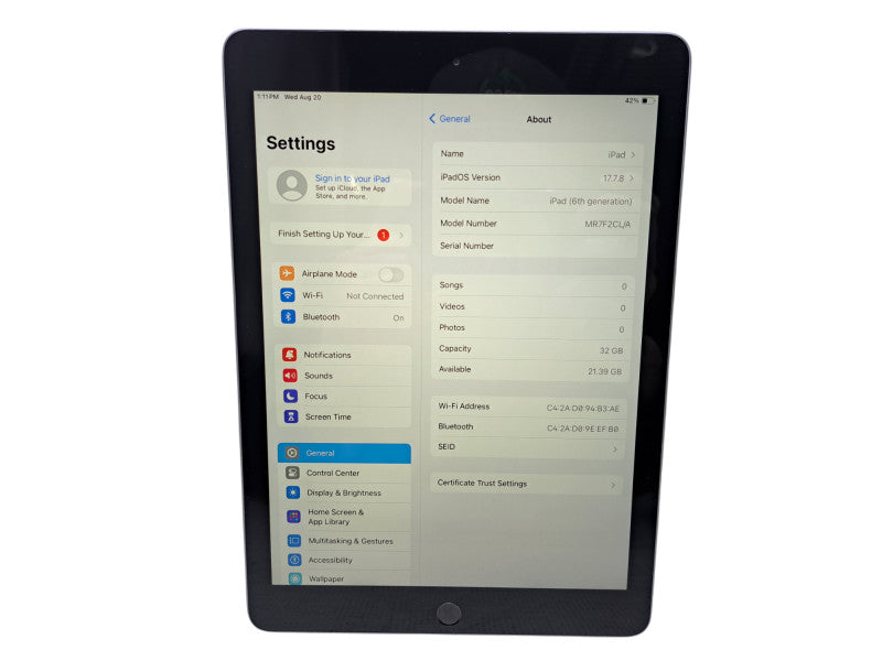 Apple iPad 6th Gen 32GB Space Gray 9.7" A1893 MR7F2CL/A Wi-Fi Q