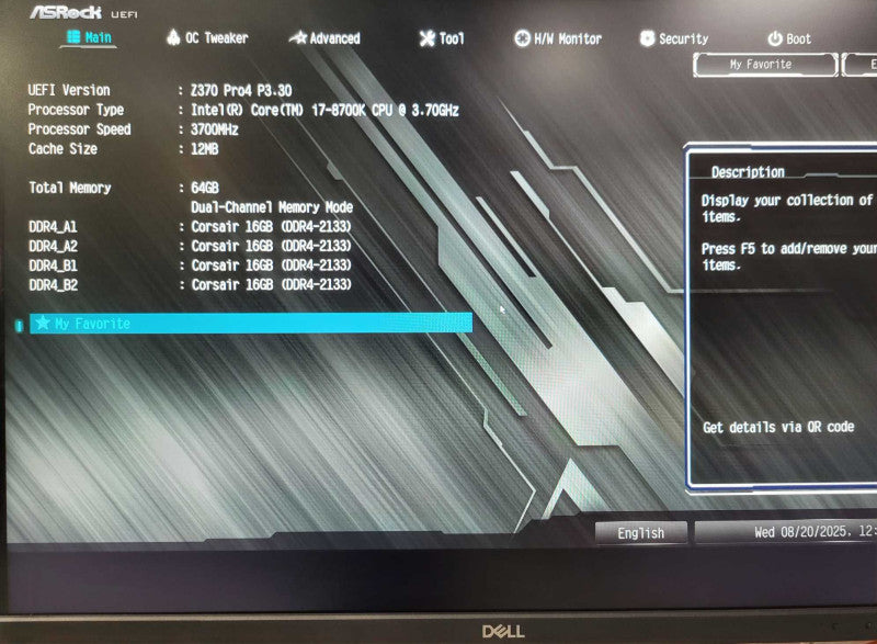 Custom/ASRock Tower PC, Core I7-8700K 3.70GHz, 64GB DDR4, 256GB Nvme  _