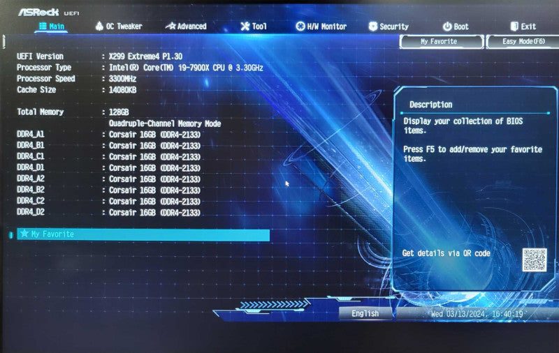 Custom/ASRock X299 Extreme4, I7-7900X 3.30GHz 128GB DDR4, 256GB Nvme, 750W  _