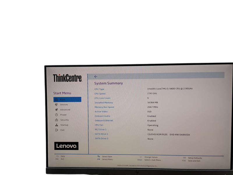 Lenovo ThinkCentre M720e i5 - 9400 @ 2.90GHz 16GB DDR4 Ram Qθ